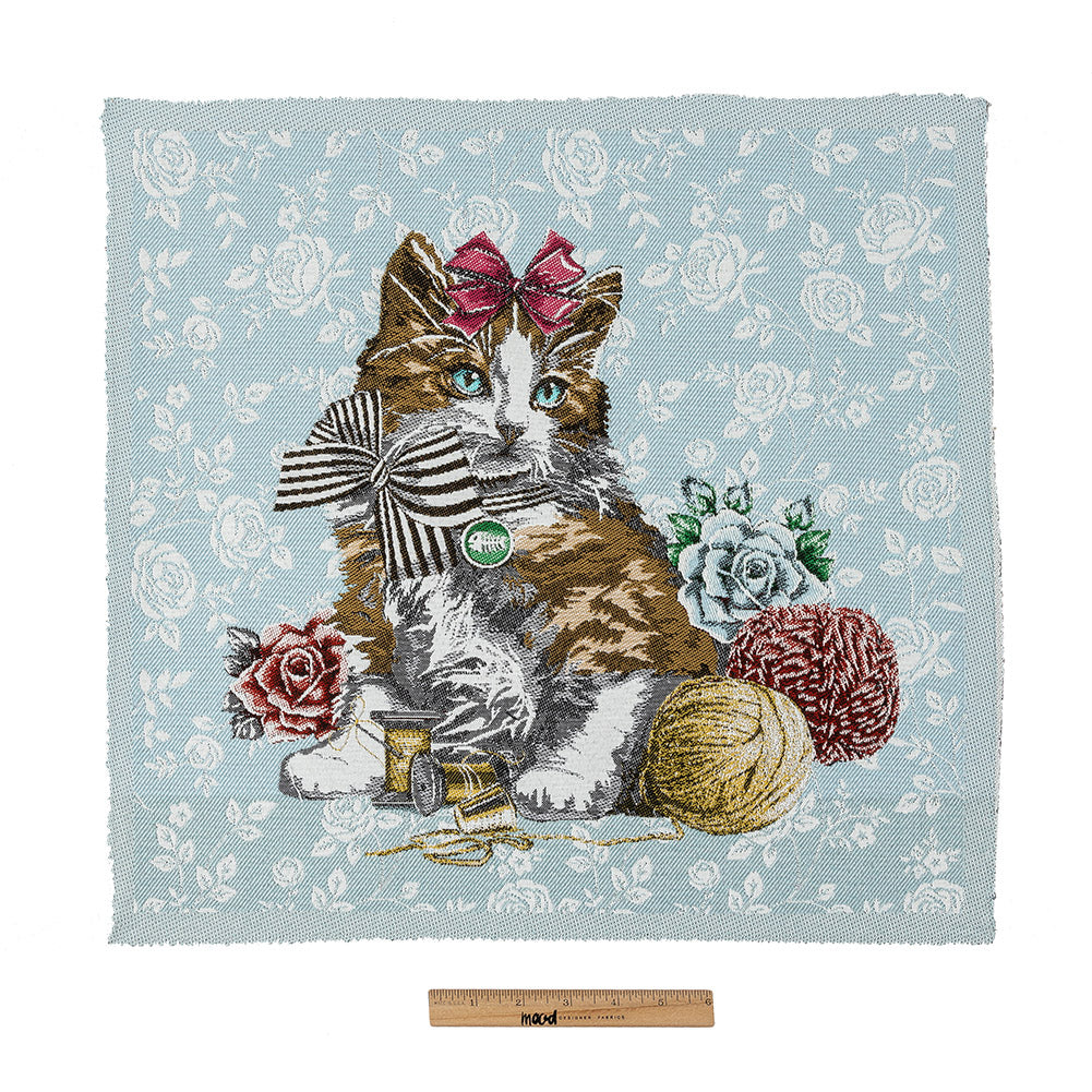 French Light Blue Posed with a Bow Cotton Blend Oversized Square Patch - 18.875" Full