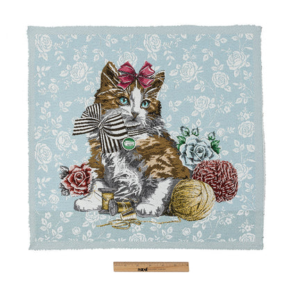 French Light Blue Posed with a Bow Cotton Blend Oversized Square Patch - 18.875" Full