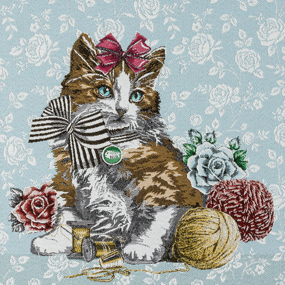 French Light Blue Posed with a Bow Cotton Blend Oversized Square Patch - 18.875"