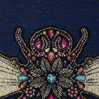 French Royal Blue Queen Bee Cotton Blend Oversized Square Patch - 18.875" Detail