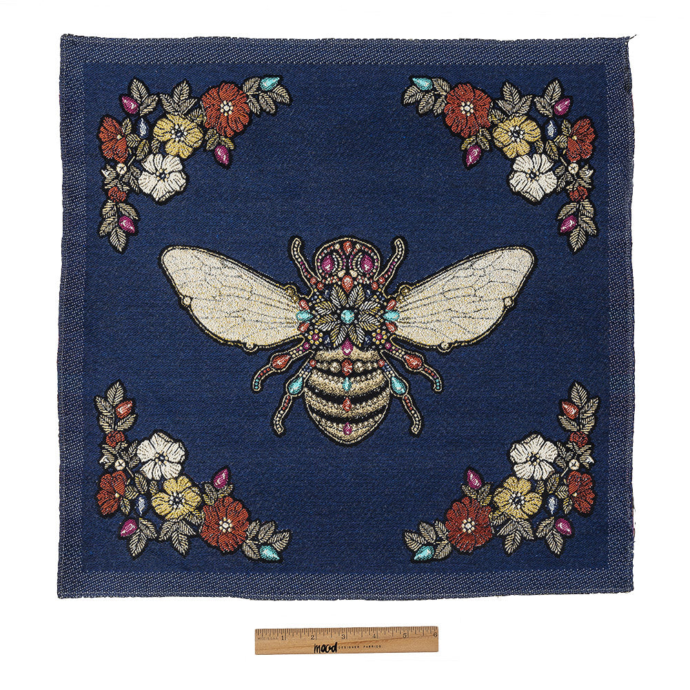 French Royal Blue Queen Bee Cotton Blend Oversized Square Patch - 18.875" Full