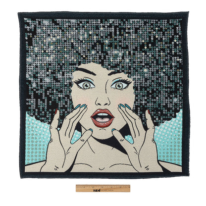 French Blue Multicolored Don't Stop the Music Oversized Square Patch - 18.875" Full