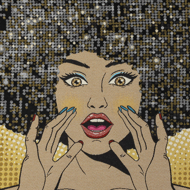 template--25130090922057__main-French Yellow Multicolored Don't Stop the Music Oversized Square Patch - 18.875"