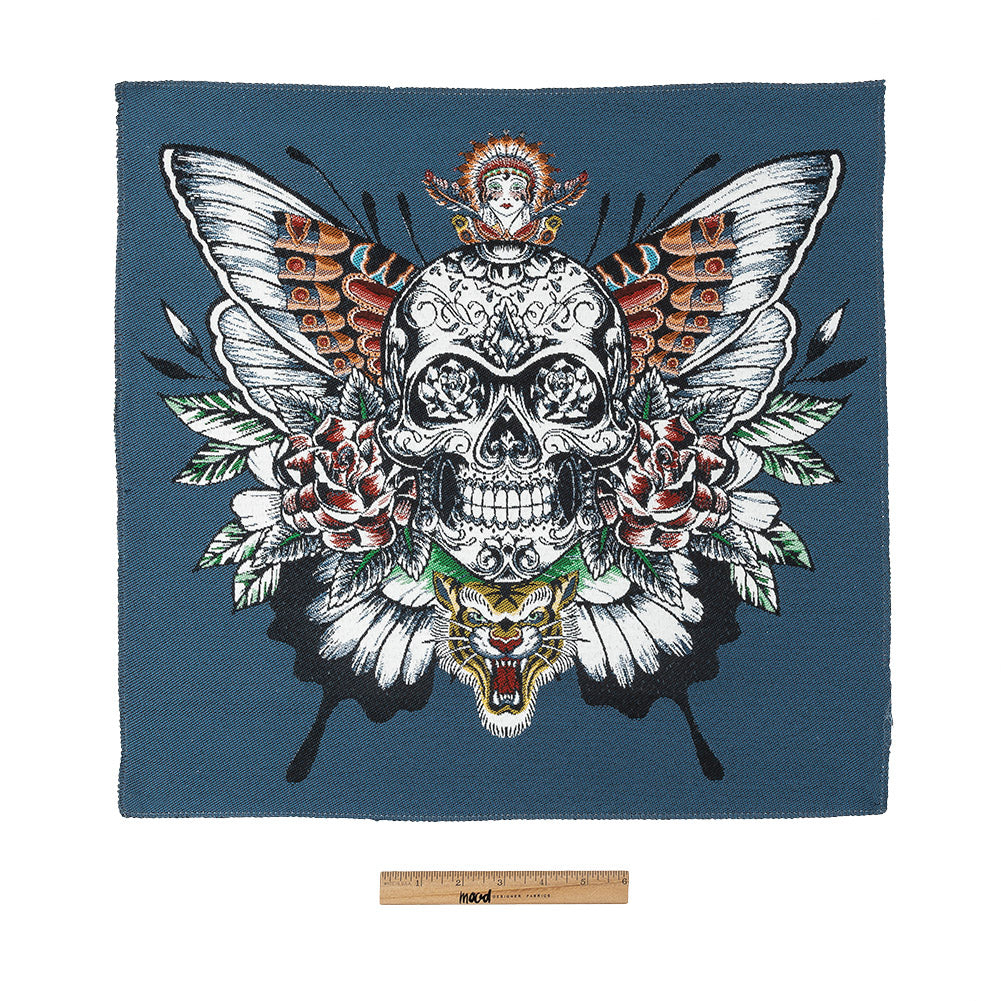 French Denim Blue A Flutter On Cotton Blend Oversized Square Patch - 18.875" Full