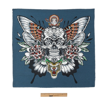 French Denim Blue A Flutter On Cotton Blend Oversized Square Patch - 18.875" Full