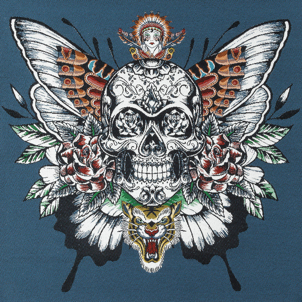 French Denim Blue A Flutter On Cotton Blend Oversized Square Patch - 18.875"