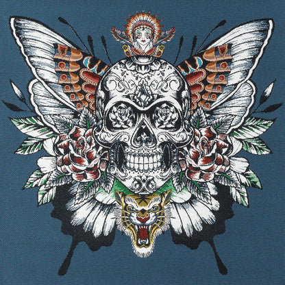 French Denim Blue A Flutter On Cotton Blend Oversized Square Patch - 18.875"