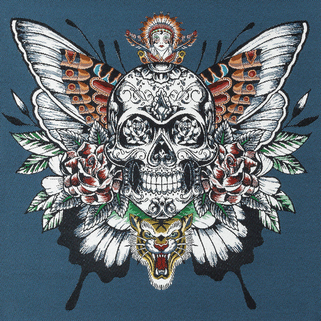 French Denim Blue A Flutter On Cotton Blend Oversized Square Patch - 18.875"