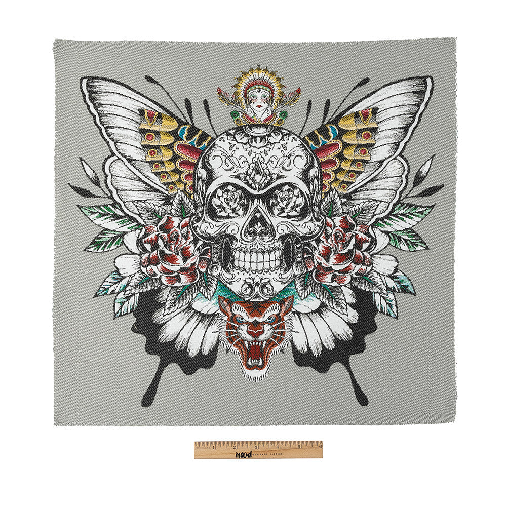 French Gray A Flutter On Cotton Blend Oversized Square Patch - 18.875" Full