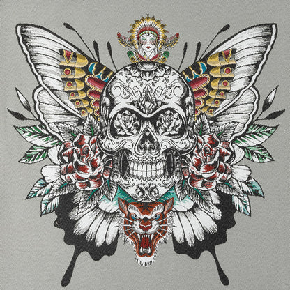 French Gray A Flutter On Cotton Blend Oversized Square Patch - 18.875"