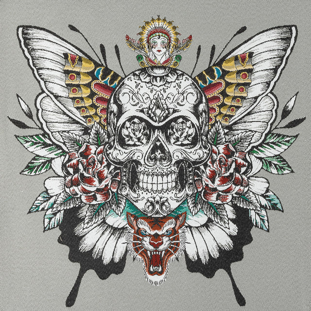 French Gray A Flutter On Cotton Blend Oversized Square Patch - 18.875"