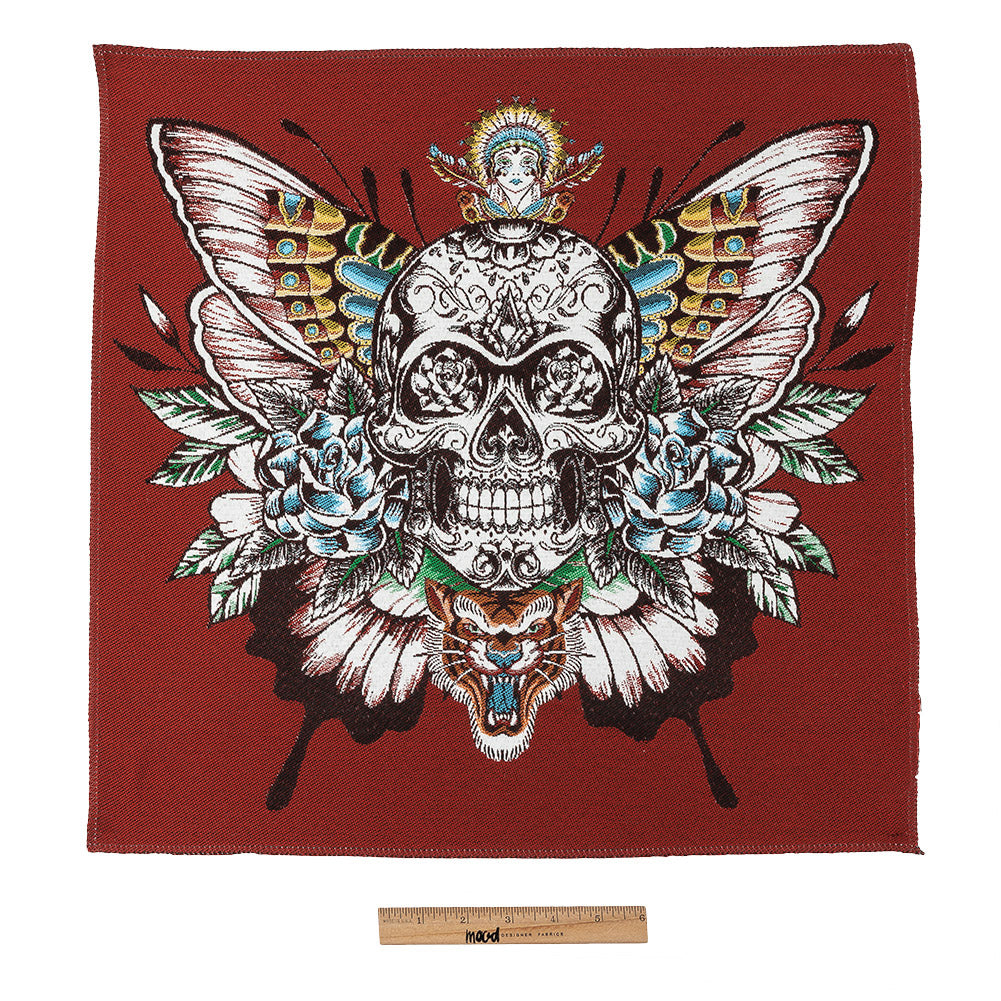 French Red A Flutter On Cotton Blend Oversized Square Patch - 18.875" Full