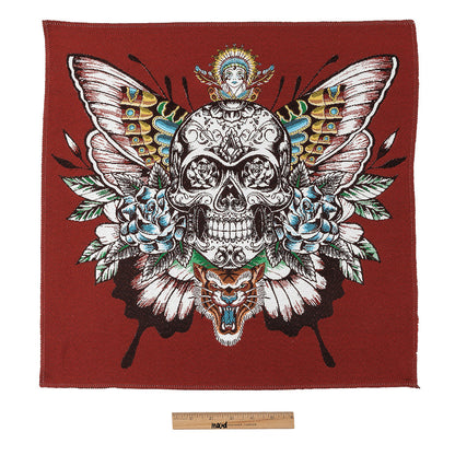 French Red A Flutter On Cotton Blend Oversized Square Patch - 18.875" Full