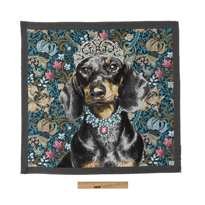 French Blue Crowned Dachshund Oversized Square Patch - 18.875" Full