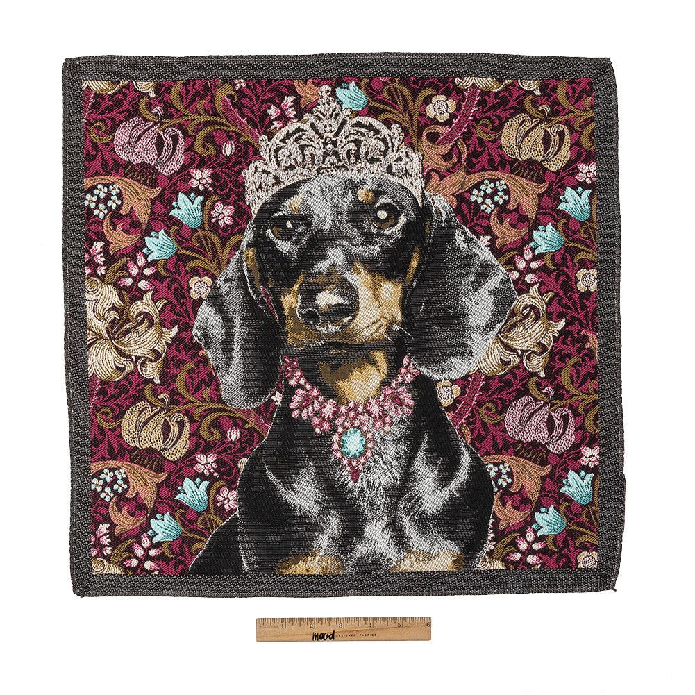 French Fuchsia Crowned Dachshund Oversized Square Patch - 18.875" Full