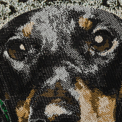 French Green Crowned Dachshund Oversized Square Patch - 18.875" Detail