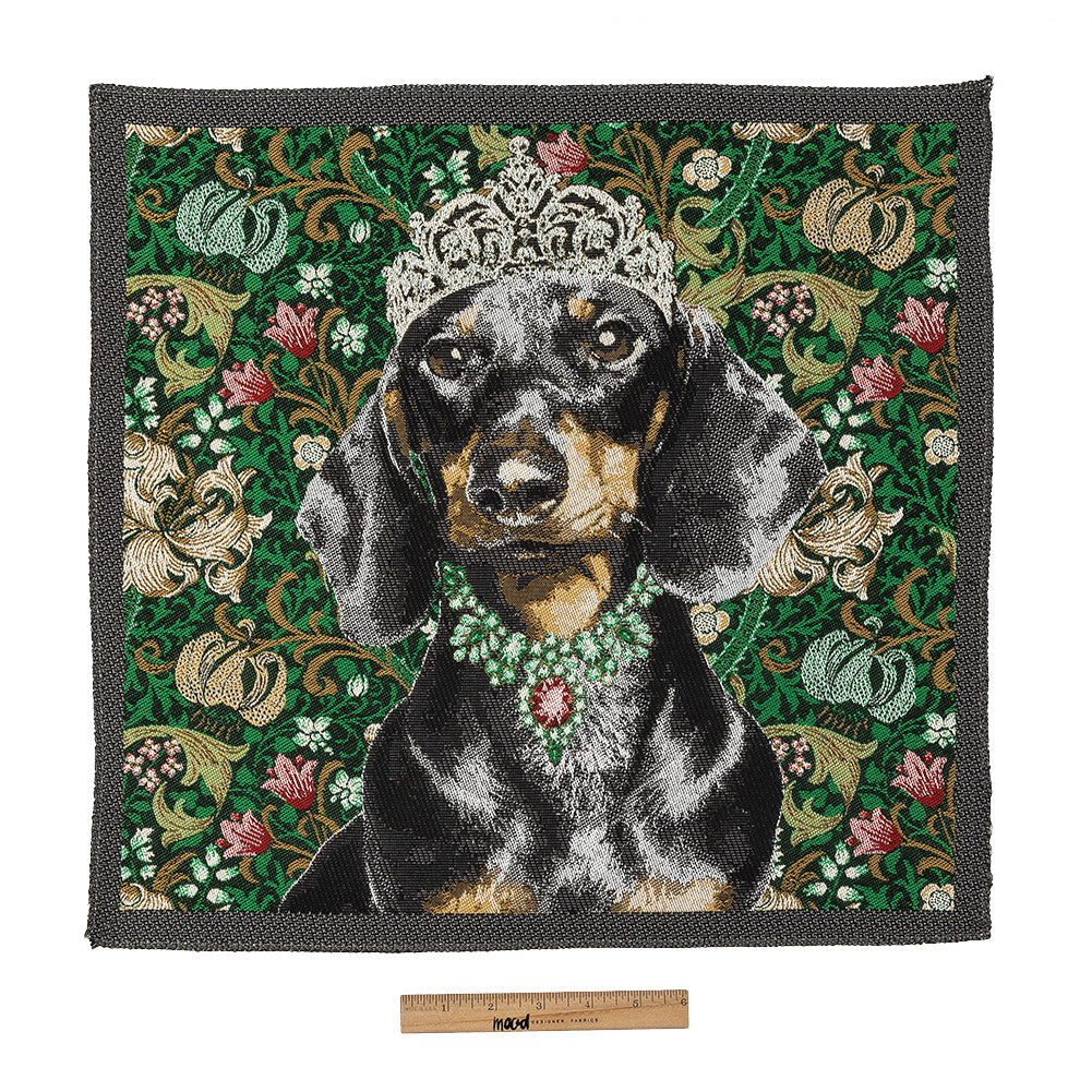 French Green Crowned Dachshund Oversized Square Patch - 18.875" Full