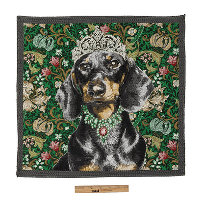 French Green Crowned Dachshund Oversized Square Patch - 18.875" Full