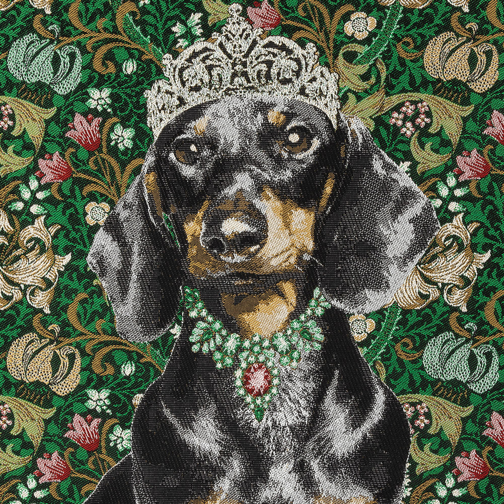 French Green Crowned Dachshund Oversized Square Patch - 18.875"
