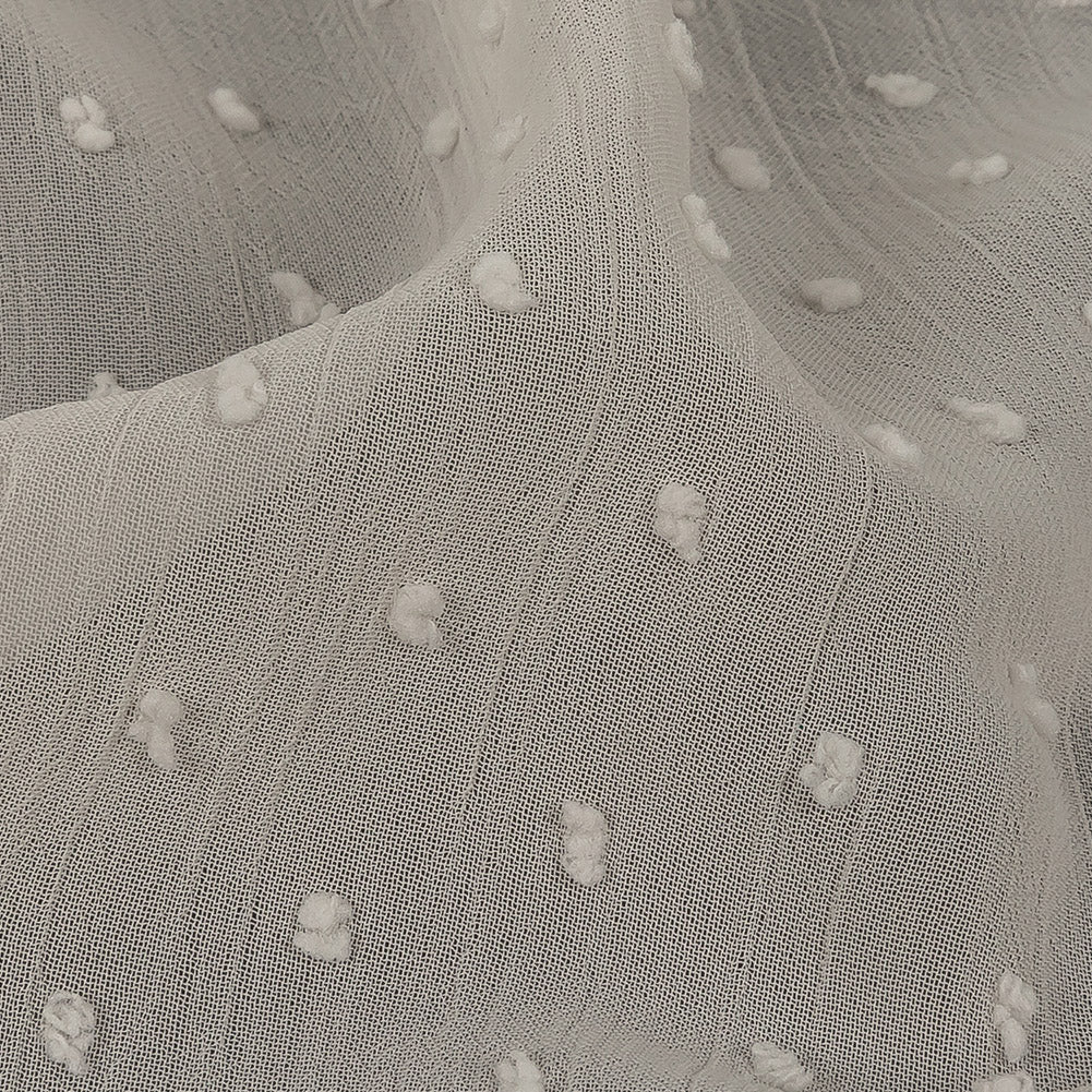 Famous Australian Designer Pearl Flocked Polka Dots Crinkled Polyester Georgette Detail
