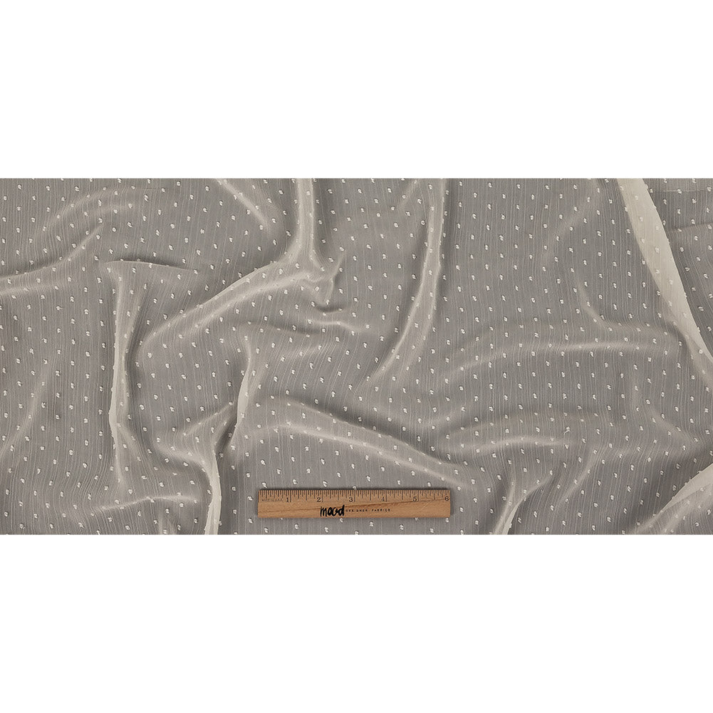 Famous Australian Designer Pearl Flocked Polka Dots Crinkled Polyester Georgette Full