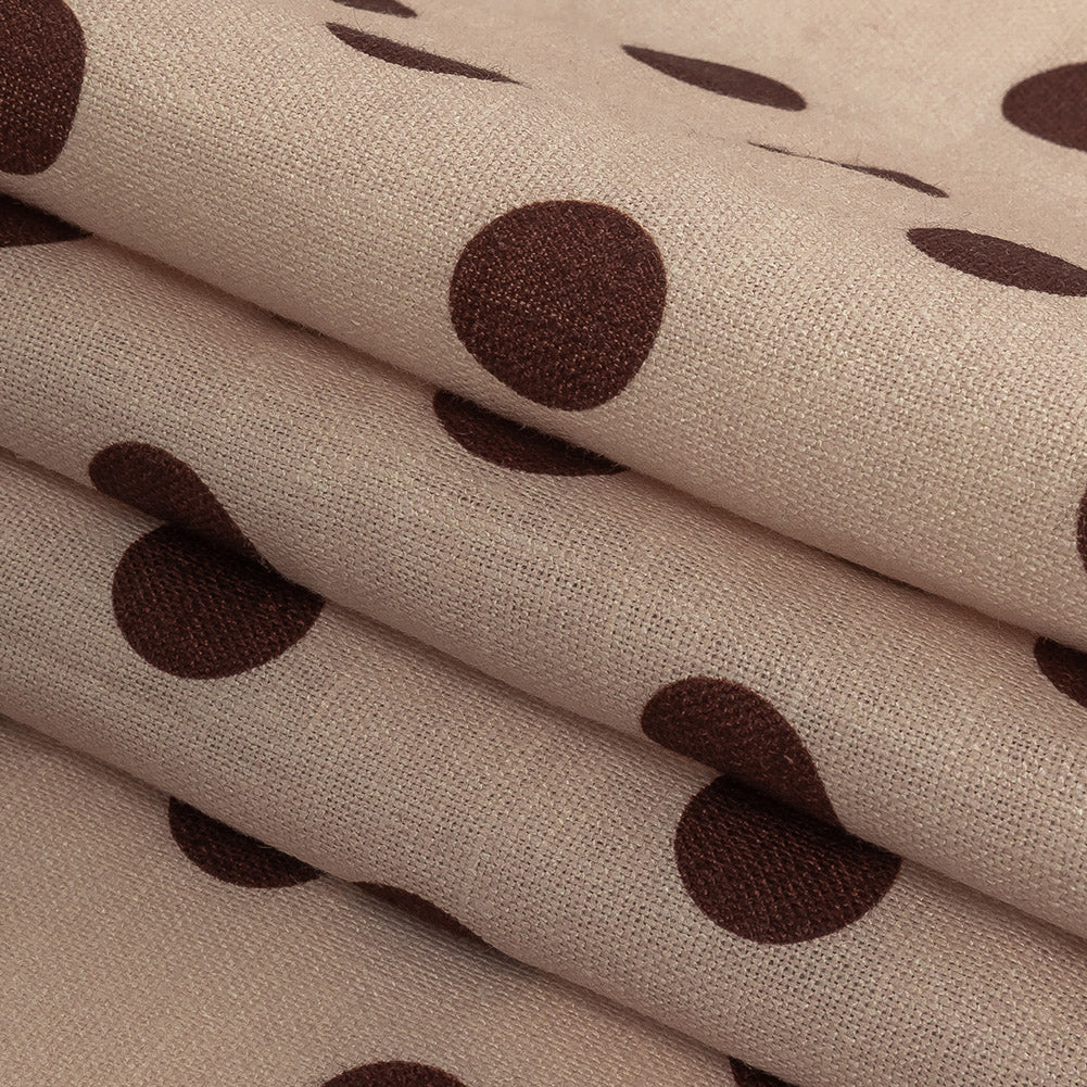 Famous Australian Designer Nude and Cocoa Polka Dotted Linen Woven Folded