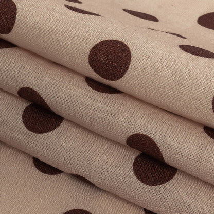 Famous Australian Designer Nude and Cocoa Polka Dotted Linen Woven Folded