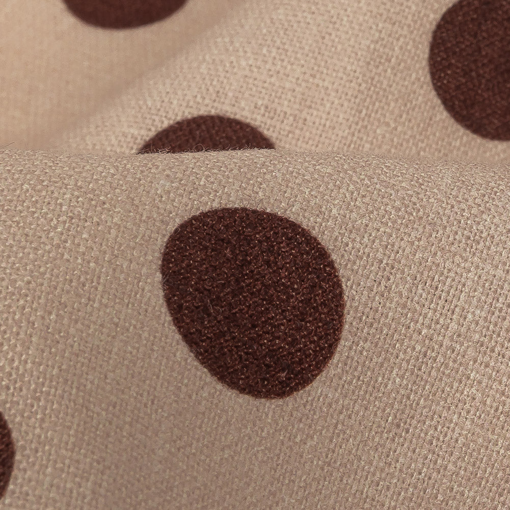 Famous Australian Designer Nude and Cocoa Polka Dotted Linen Woven Detail
