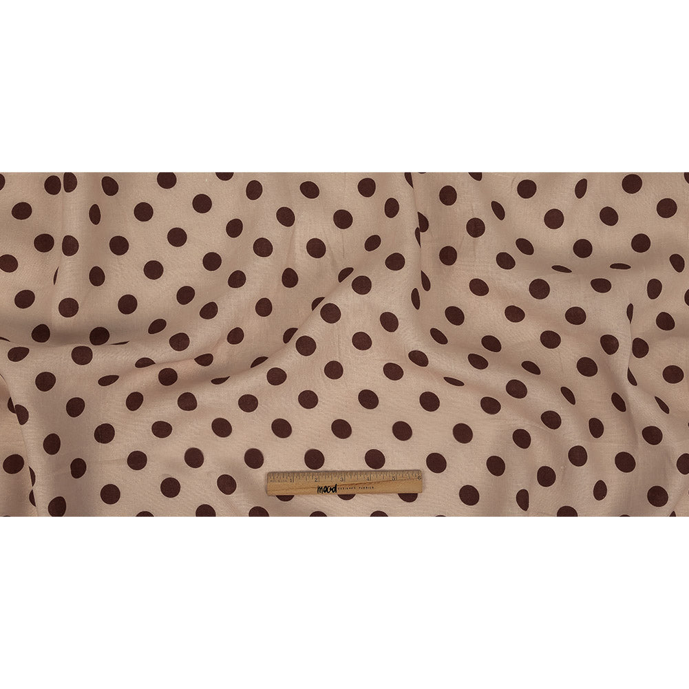Famous Australian Designer Nude and Cocoa Polka Dotted Linen Woven Full