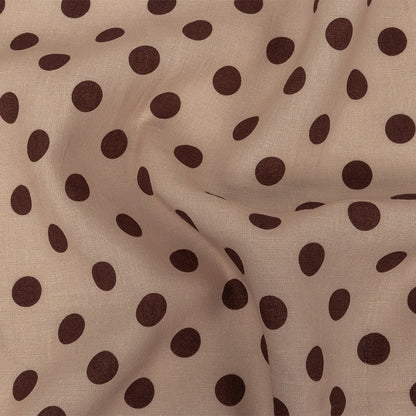 Famous Australian Designer Nude and Cocoa Polka Dotted Linen Woven