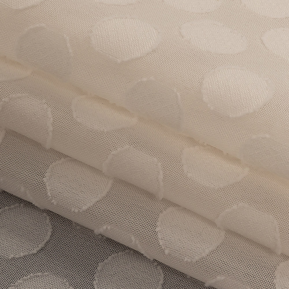 Famous Australian Designer Pearl Polyester Chiffon with Burnout Polka Dots Folded
