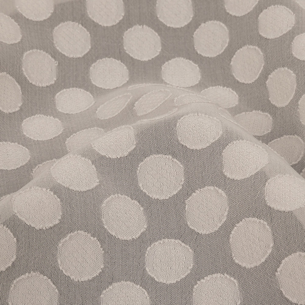 Famous Australian Designer Pearl Polyester Chiffon with Burnout Polka Dots Detail
