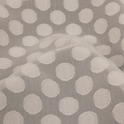 Famous Australian Designer Pearl Polyester Chiffon with Burnout Polka Dots Detail