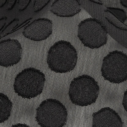 Famous Australian Designer Black Polyester Chiffon with Burnout Polka Dots Detail