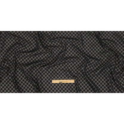 Famous Australian Designer Black Polyester Chiffon with Burnout Polka Dots Full