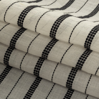 Famous Australian Designer Ivory Cotton Voile with Phantom Woven Pinstripes Folded