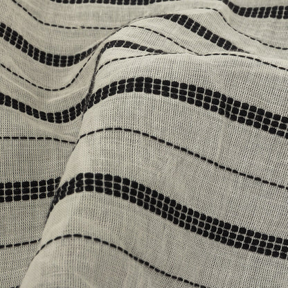 Famous Australian Designer Ivory Cotton Voile with Phantom Woven Pinstripes Detail