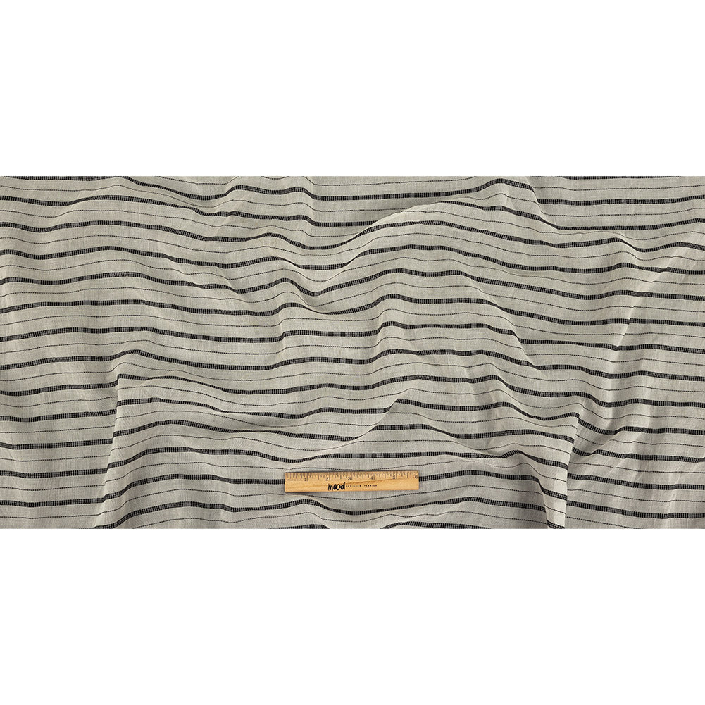 Famous Australian Designer Ivory Cotton Voile with Phantom Woven Pinstripes Full