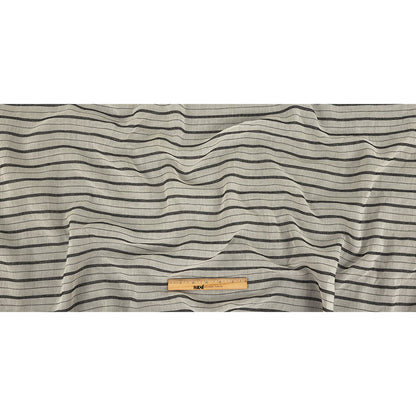 Famous Australian Designer Ivory Cotton Voile with Phantom Woven Pinstripes Full