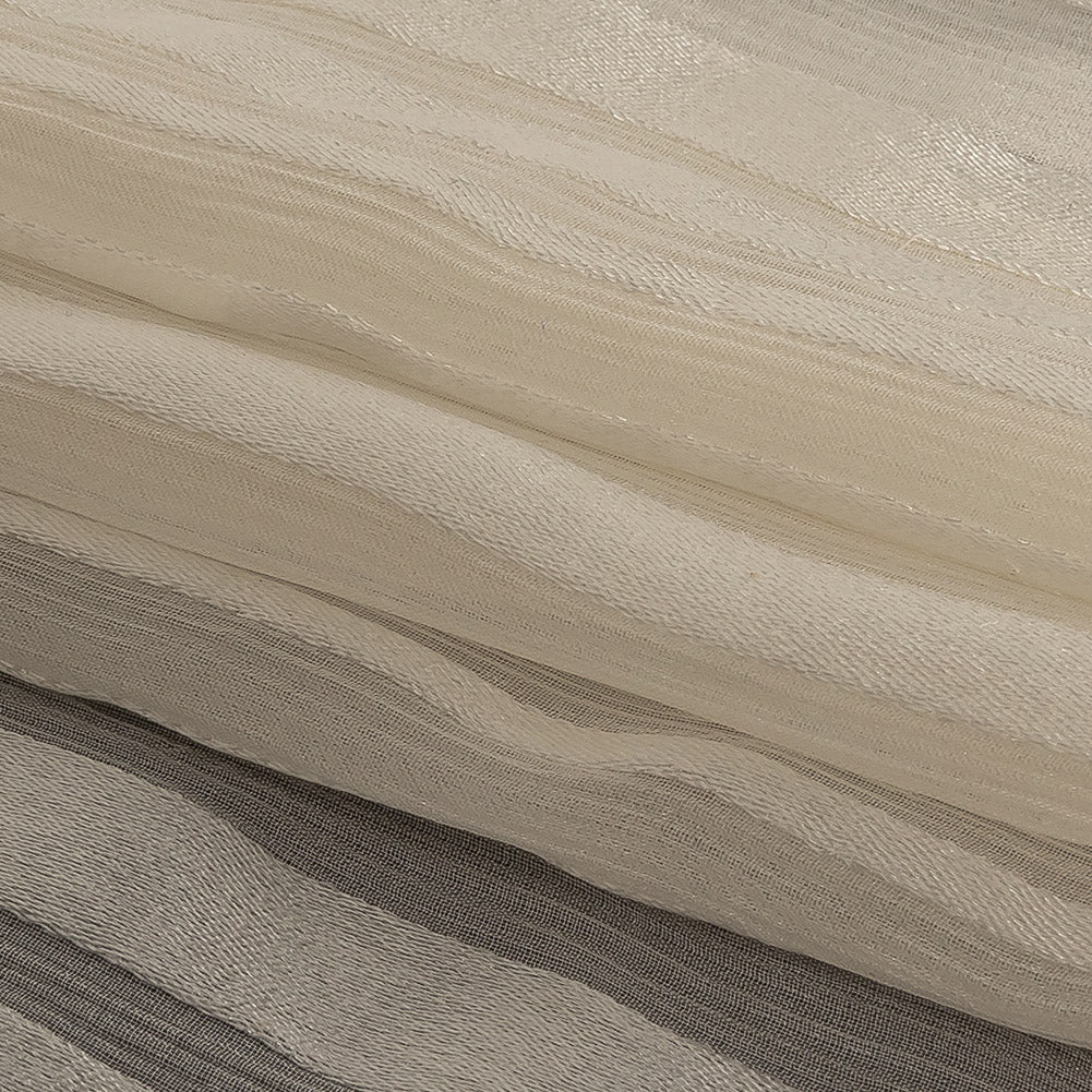 Famous Australian Designer Vanilla Ice Crinkled Silk Chiffon with Satin Stripes Folded