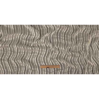Famous Australian Designer Vanilla Ice Crinkled Silk Chiffon with Satin Stripes Full