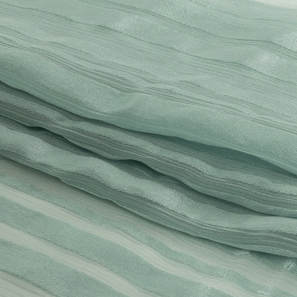 Famous Australian Designer Seafoam Crinkled Silk Chiffon with Satin Stripes Folded