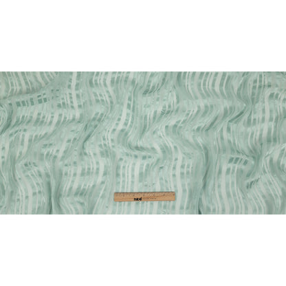 Famous Australian Designer Seafoam Crinkled Silk Chiffon with Satin Stripes Full