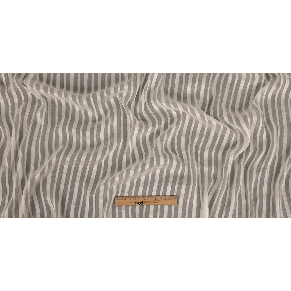 Famous Australian Designer Papyrus Crinkled Silk Chiffon with Twill Stripes Full