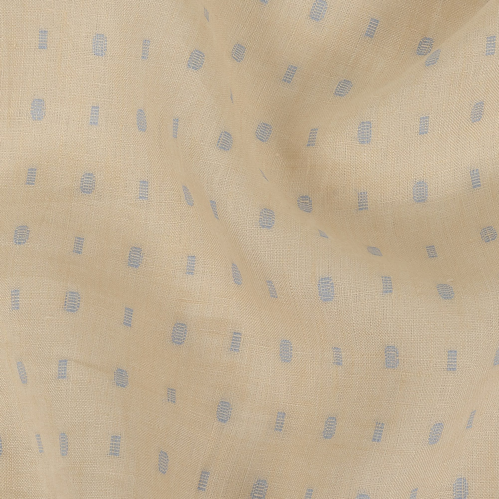 Famous Australian Designer Sand Dollar and Blue Fog Fil Coupe Dot Linen and Cotton Woven