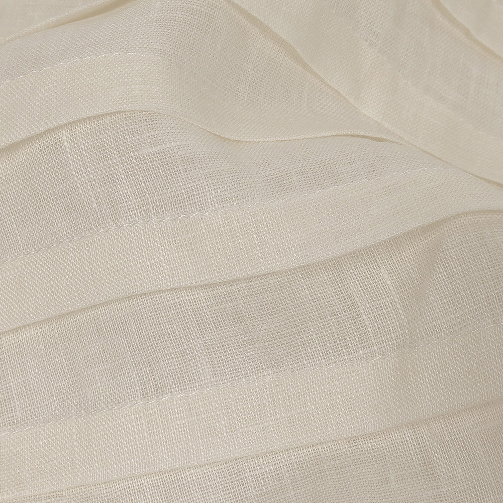 Famous Australian Designer Ivory Pintucked Pleats Linen Woven Panel Detail