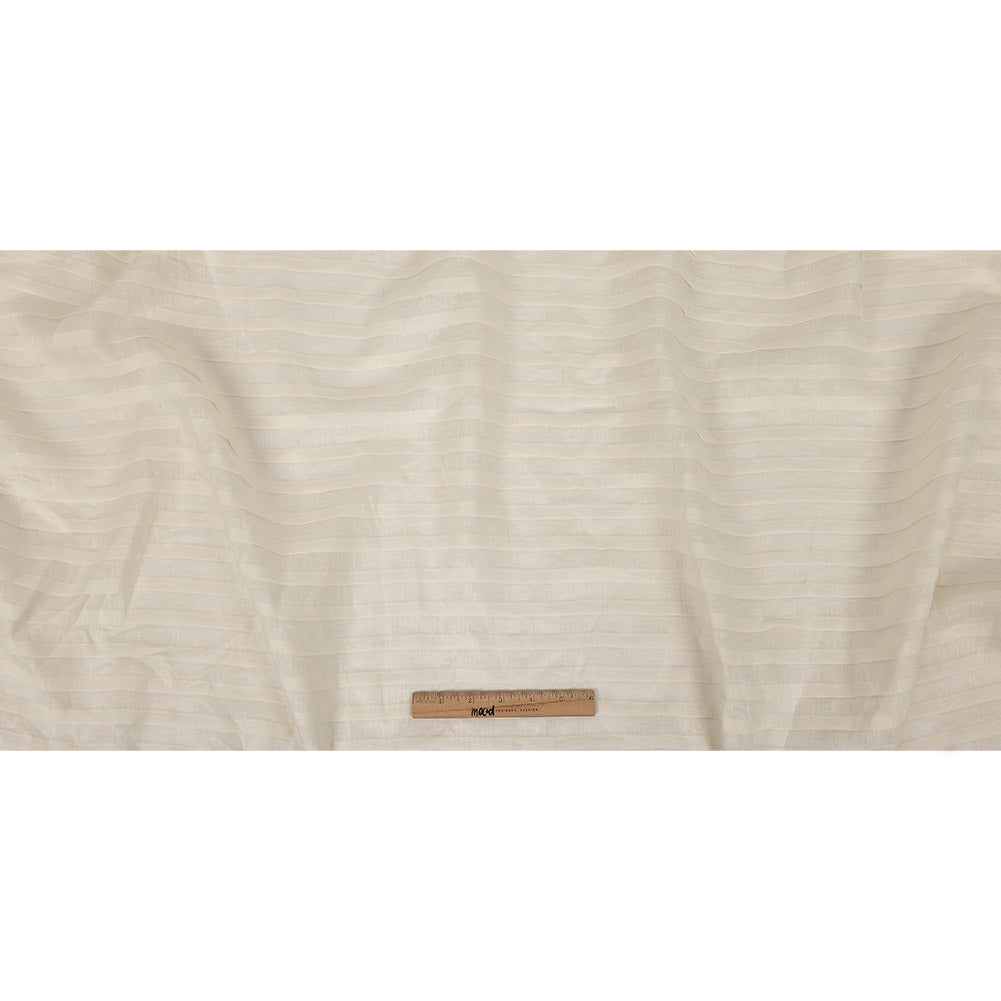 Famous Australian Designer Ivory Pintucked Pleats Linen Woven Panel Full