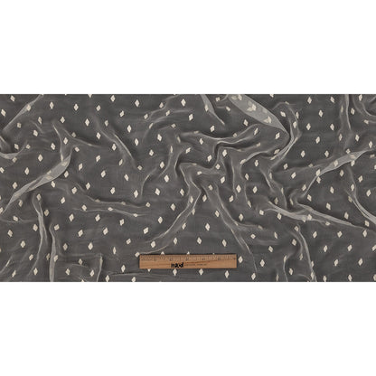 Famous Australian Designer Pristine Embroidered Diamonds Crinkled Silk Chiffon Full