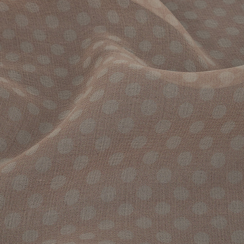 Famous Australian Designer Peach and Ivory Polka Dotted Silk Georgette Detail