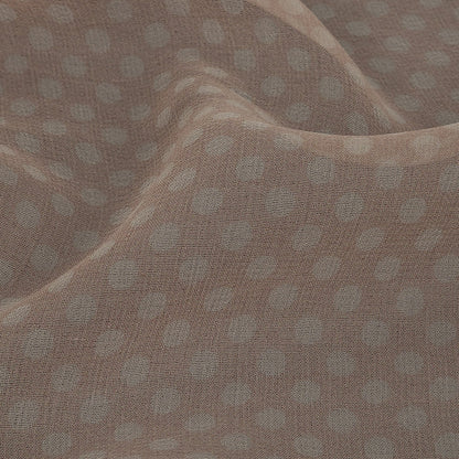 Famous Australian Designer Peach and Ivory Polka Dotted Silk Georgette Detail